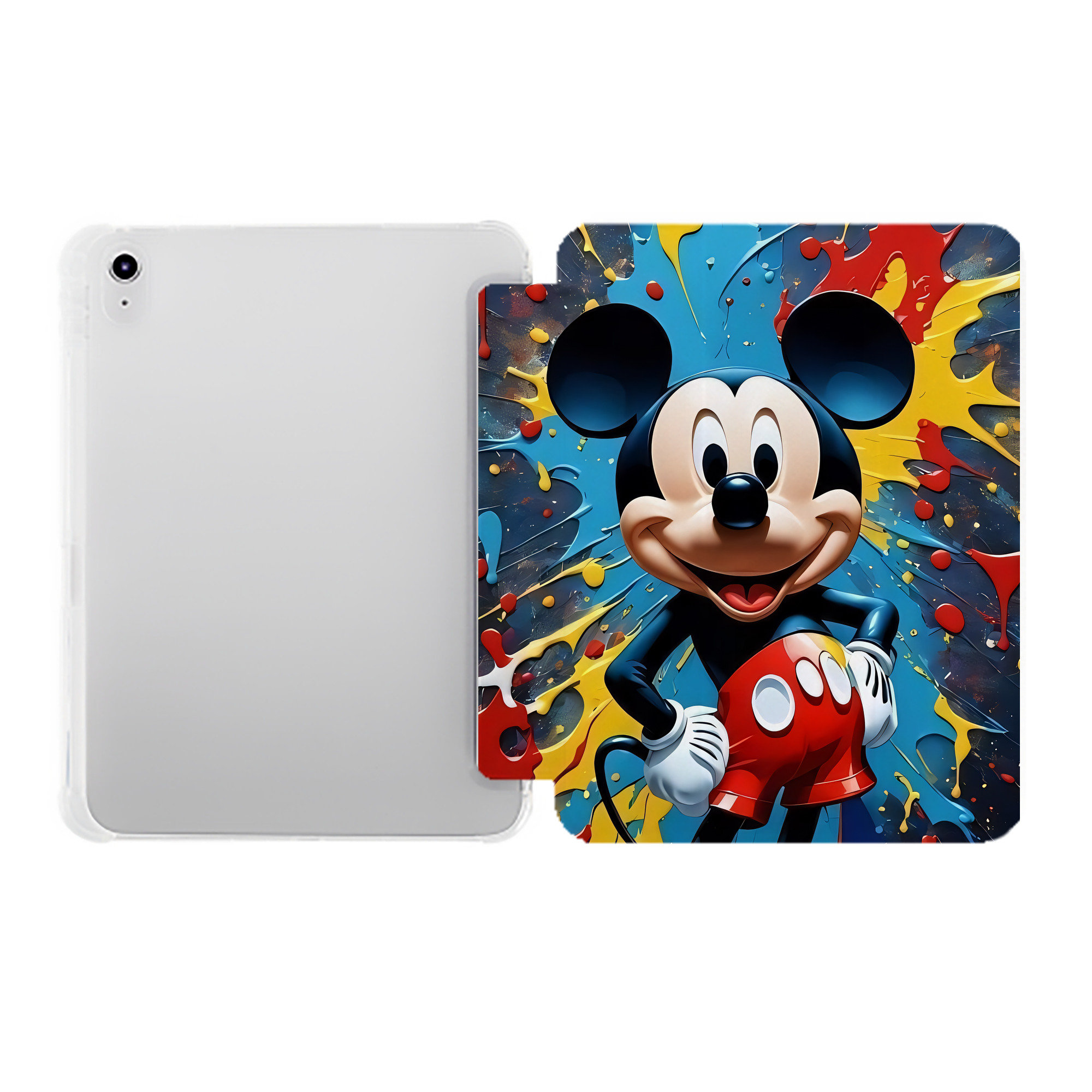 （画像用） ミッキーマウス Mickey Mouse IPad ケース ペン収納付き 三つ折りスタンド PUレザー×シリコン 対応機種9.5/10.5/10.9インチ
